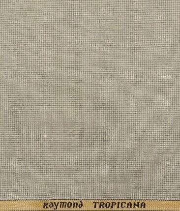 Raymond Beige Polyester Viscose Houndstooth Strcuture Unstitched Suiting Fabric - 3.75 Meter