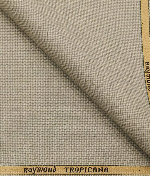 Raymond Beige Polyester Viscose Houndstooth Strcuture Unstitched Suiting Fabric - 3.75 Meter