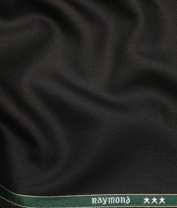 Raymond Black Polyester Viscose Strcutured Unstitched Suiting Fabric - 3.75 Meter