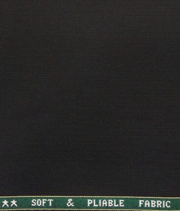 Raymond Black Polyester Viscose Strcutured Unstitched Suiting Fabric - 3.75 Meter