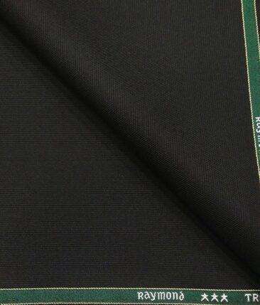 Raymond Black Polyester Viscose Strcutured Unstitched Suiting Fabric - 3.75 Meter