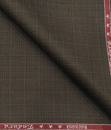 Raymond Coffee Brown Polyester Viscose Self Design Unstitched Suiting Fabric - 3.75 Meter