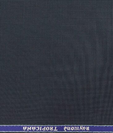 Raymond Dark Blue Polyester Viscose Houndstooth Strcuture Unstitched Suiting Fabric - 3.75 Meter