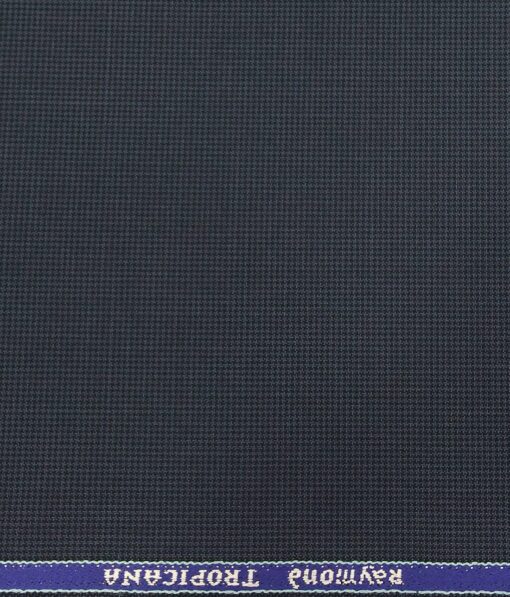 Raymond Dark Blue Polyester Viscose Houndstooth Strcuture Unstitched Suiting Fabric - 3.75 Meter