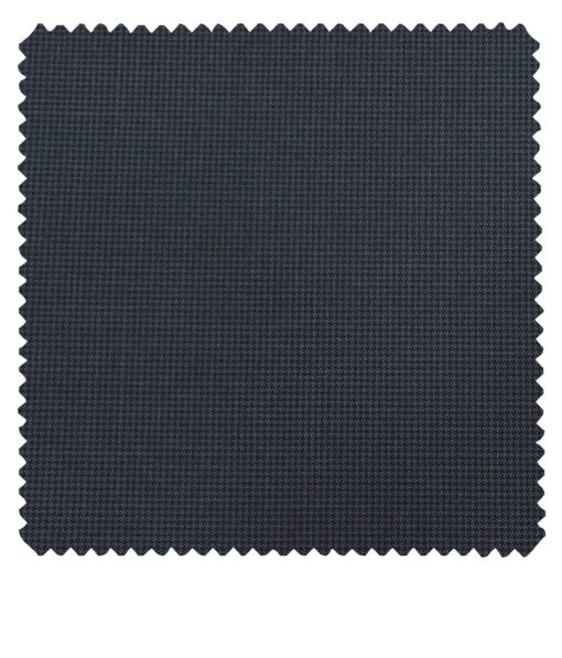 Raymond Dark Blue Polyester Viscose Houndstooth Strcuture Unstitched Suiting Fabric - 3.75 Meter