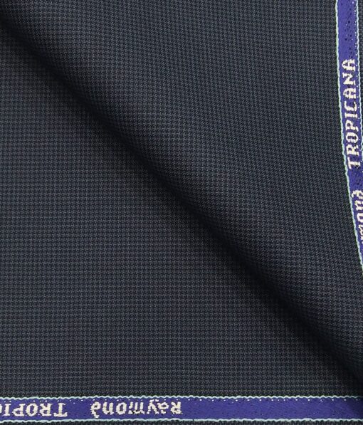 Raymond Dark Blue Polyester Viscose Houndstooth Strcuture Unstitched Suiting Fabric - 3.75 Meter