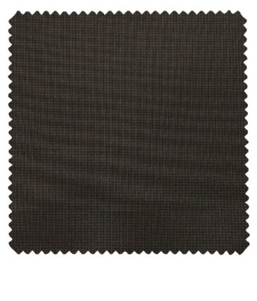 Raymond Dark Brown Polyester Viscose Houndstooth Strcuture Unstitched Suiting Fabric - 3.75 Meter