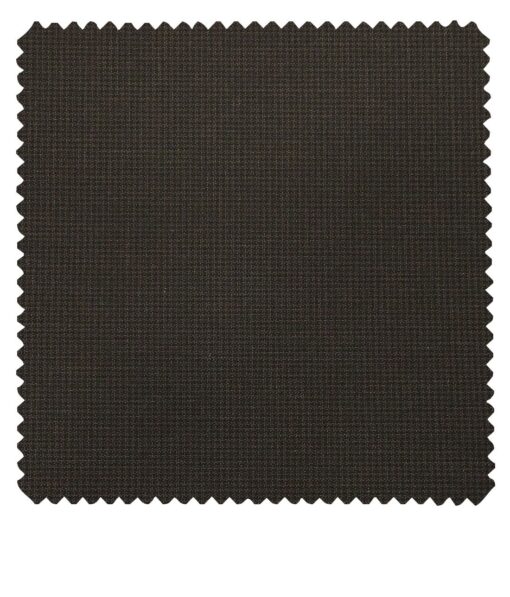 Raymond Dark Brown Polyester Viscose Houndstooth Strcuture Unstitched Suiting Fabric - 3.75 Meter