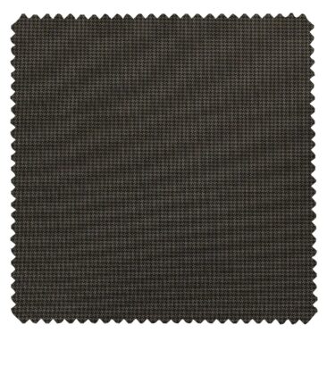 Raymond Dark Carob Brown Polyester Viscose Houndstooth Strcuture Unstitched Suiting Fabric - 3.75 Meter