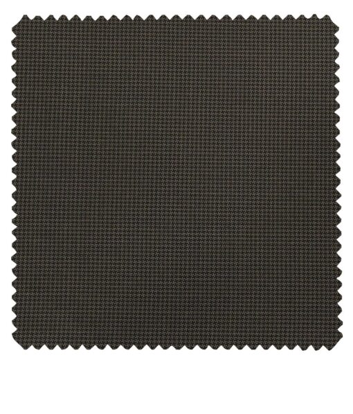 Raymond Dark Carob Brown Polyester Viscose Houndstooth Strcuture Unstitched Suiting Fabric - 3.75 Meter