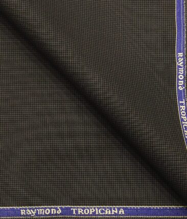 Raymond Dark Carob Brown Polyester Viscose Houndstooth Strcuture Unstitched Suiting Fabric - 3.75 Meter