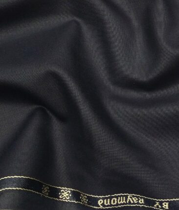 Raymond Dark Greyish Blue Polyester Viscose Solid Unstitched Suiting Fabric - 3.75 Meter
