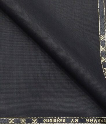 Raymond Dark Greyish Blue Polyester Viscose Solid Unstitched Suiting Fabric - 3.75 Meter