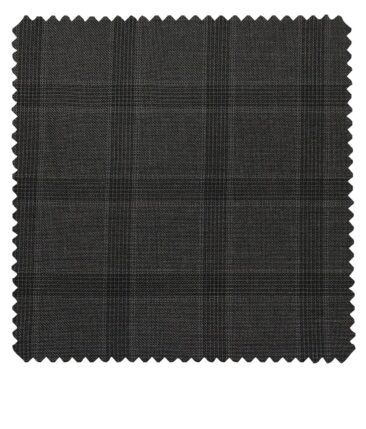Raymond Dark Grey Polyester Viscose Broad Checks Unstitched Suiting Fabric - 3.75 Meter