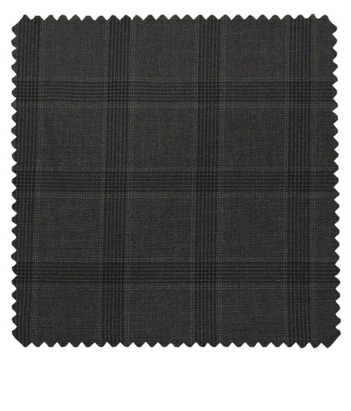 Raymond Dark Grey Polyester Viscose Broad Checks Unstitched Suiting Fabric - 3.75 Meter