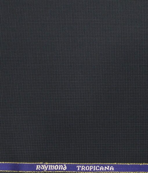 Raymond Dark Navy Blue Polyester Viscose Houndstooth Strcuture Unstitched Suiting Fabric - 3.75 Meter