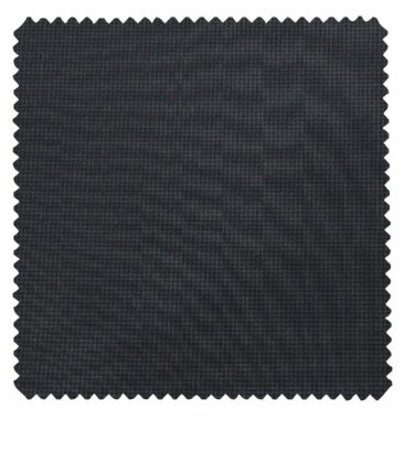 Raymond Dark Navy Blue Polyester Viscose Houndstooth Strcuture Unstitched Suiting Fabric - 3.75 Meter