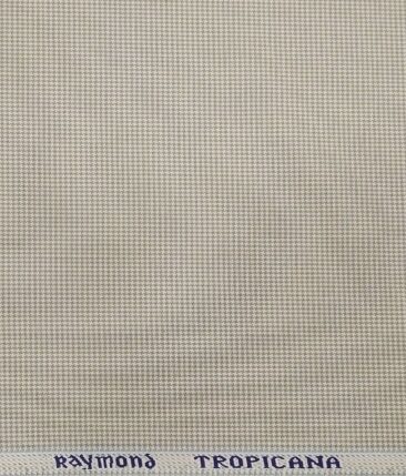 Raymond Light Grey Polyester Viscose Houndstooth Strcuture Unstitched Suiting Fabric - 3.75 Meter