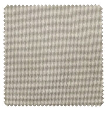 Raymond Light Grey Polyester Viscose Houndstooth Strcuture Unstitched Suiting Fabric - 3.75 Meter