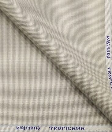 Raymond Light Grey Polyester Viscose Houndstooth Strcuture Unstitched Suiting Fabric - 3.75 Meter