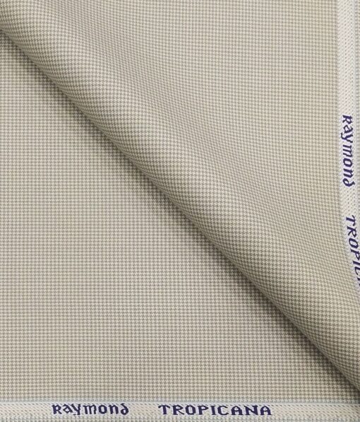 Raymond Light Grey Polyester Viscose Houndstooth Strcuture Unstitched Suiting Fabric - 3.75 Meter