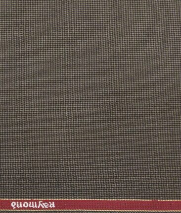 Raymond Light Brown Polyester Viscose Houndstooth Strcuture Unstitched Suiting Fabric - 3.75 Meter