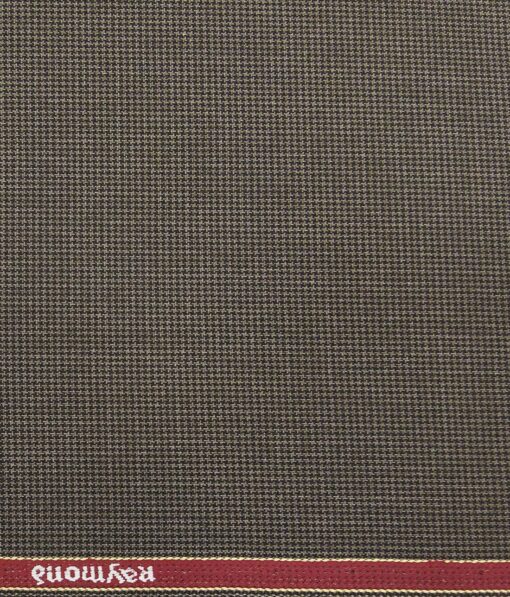 Raymond Light Brown Polyester Viscose Houndstooth Strcuture Unstitched Suiting Fabric - 3.75 Meter