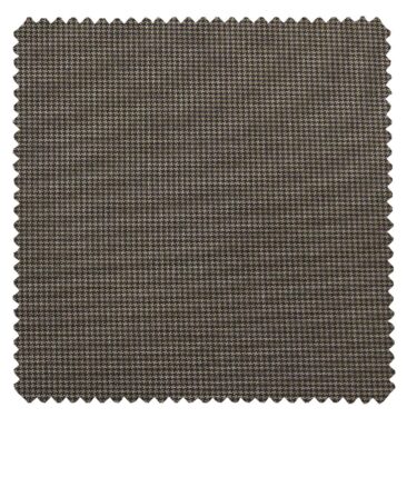 Raymond Light Brown Polyester Viscose Houndstooth Strcuture Unstitched Suiting Fabric - 3.75 Meter