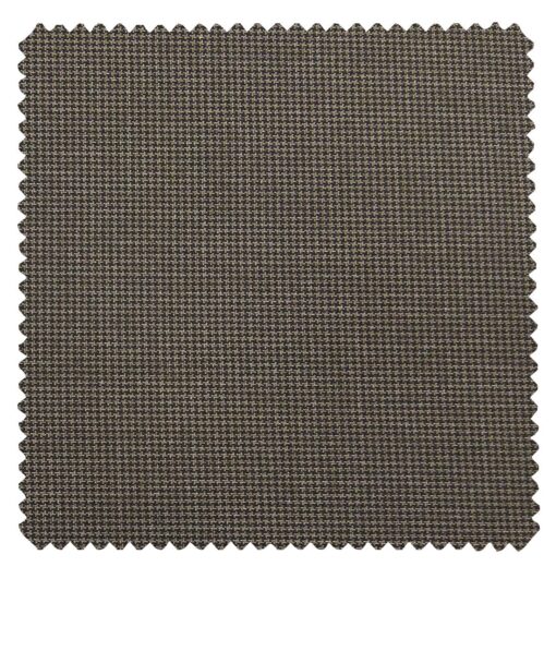 Raymond Light Brown Polyester Viscose Houndstooth Strcuture Unstitched Suiting Fabric - 3.75 Meter