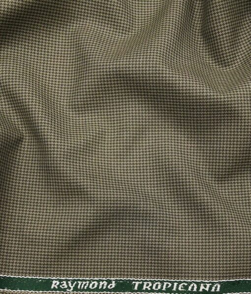 Raymond Light Oyster Polyester Viscose Houndstooth Strcuture Unstitched Suiting Fabric - 3.75 Meter