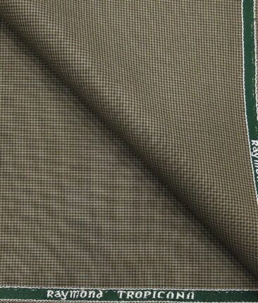 Raymond Light Oyster Polyester Viscose Houndstooth Strcuture Unstitched Suiting Fabric - 3.75 Meter