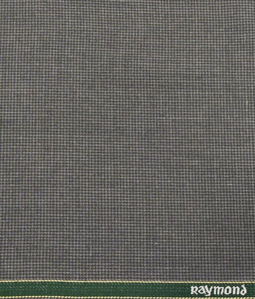 Raymond Silver Grey Polyester Viscose Houndstooth Strcuture Unstitched Suiting Fabric - 3.75 Meter