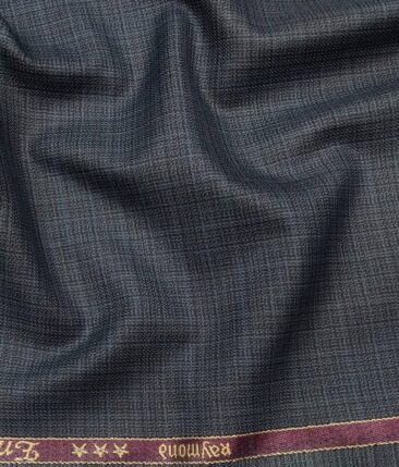 Raymond Spruce Blue Polyester Viscose Self Design Unstitched Suiting Fabric - 3.75 Meter