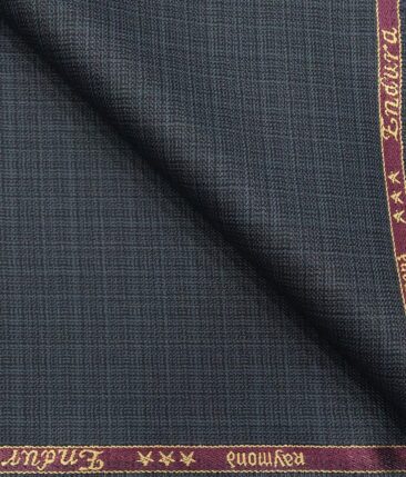 Raymond Spruce Blue Polyester Viscose Self Design Unstitched Suiting Fabric - 3.75 Meter