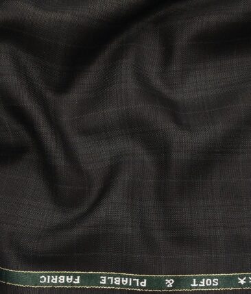 Raymond Black Polyester Viscose Self Grey Checks Unstitched Suiting Fabric - 3.75 Meter