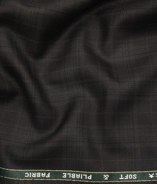Raymond Black Polyester Viscose Self Grey Checks Unstitched Suiting Fabric - 3.75 Meter
