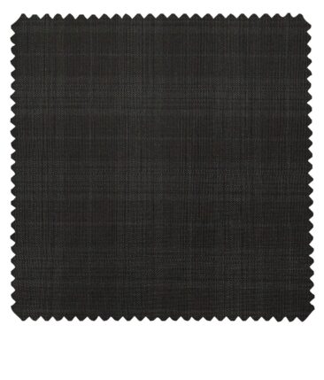 Raymond Black Polyester Viscose Self Grey Checks Unstitched Suiting Fabric - 3.75 Meter