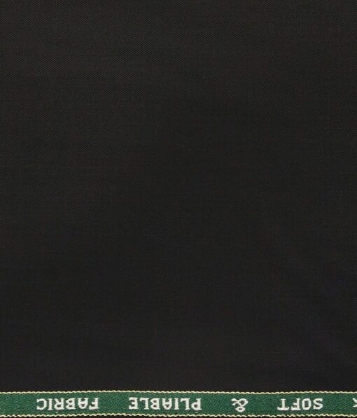 Raymond Black Polyester Viscose Solid Unstitched Suiting Fabric - 3.75 Meter