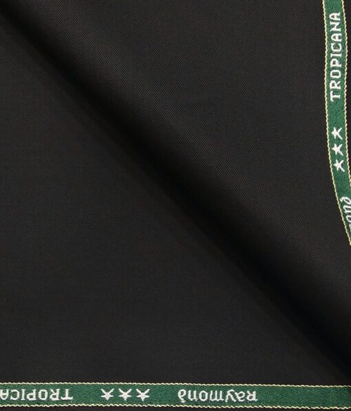 Raymond Black Polyester Viscose Solid Unstitched Suiting Fabric - 3.75 Meter