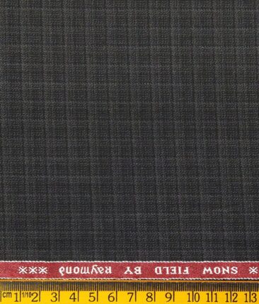 Raymond Blackish Grey Polyester Viscose Self Checks Unstitched Suiting Fabric - 3.75 Meter