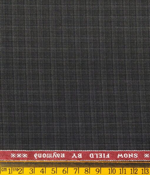 Raymond Blackish Grey Polyester Viscose Self Checks Unstitched Suiting Fabric - 3.75 Meter