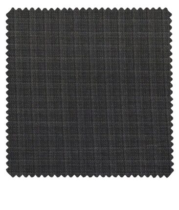 Raymond Blackish Grey Polyester Viscose Self Checks Unstitched Suiting Fabric - 3.75 Meter