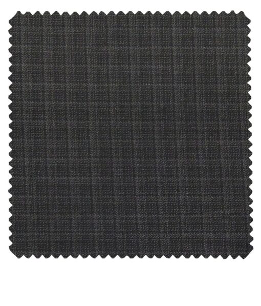Raymond Blackish Grey Polyester Viscose Self Checks Unstitched Suiting Fabric - 3.75 Meter