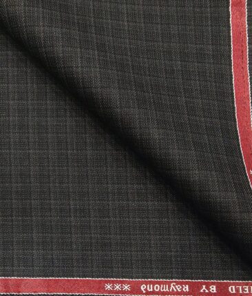 Raymond Blackish Grey Polyester Viscose Self Checks Unstitched Suiting Fabric - 3.75 Meter