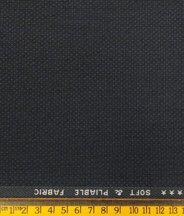 Raymond Dark Blue Polyester Viscose Dotted Structured Unstitched Suiting Fabric - 3.75 Meter