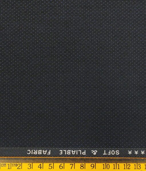 Raymond Dark Blue Polyester Viscose Dotted Structured Unstitched Suiting Fabric - 3.75 Meter