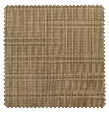 Raymond Hazelnut Beige Polyester Viscose Broad Self Checks Unstitched Suiting Fabric - 3.75 Meter