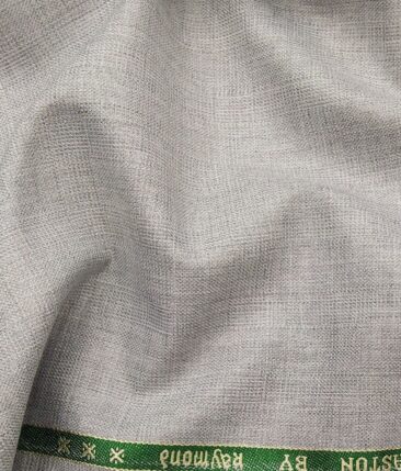 Raymond Light Grey Polyester Viscose Self Checks Unstitched Suiting Fabric - 3.75 Meter