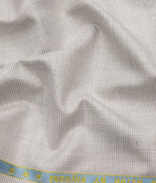 Raymond Light Grey Polyester Viscose Self Structured Unstitched Suiting Fabric - 3.75 Meter
