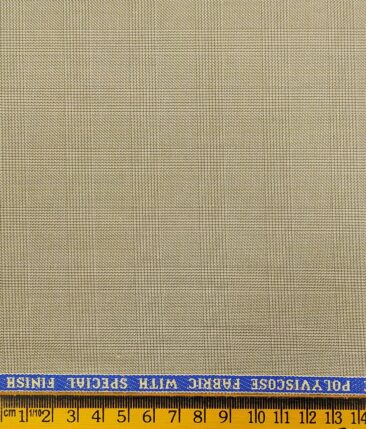 Raymond Beige Polyester Viscose Self Checks Unstitched Suiting Fabric - 3.75 Meter